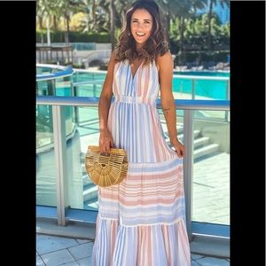 Multi color Striped Halter Maxi dress